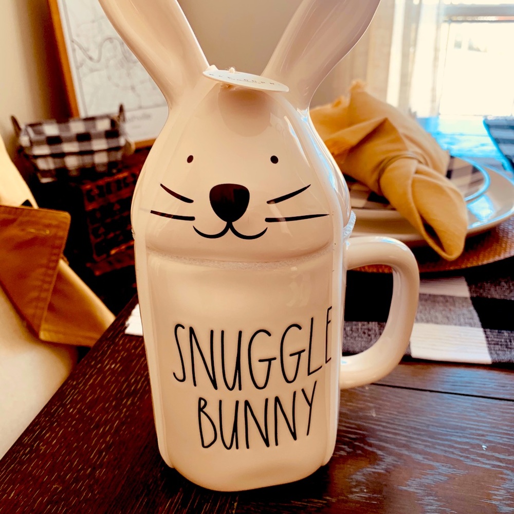 Rae Dunn Snuggle Bunny Coffee Mug with Topper